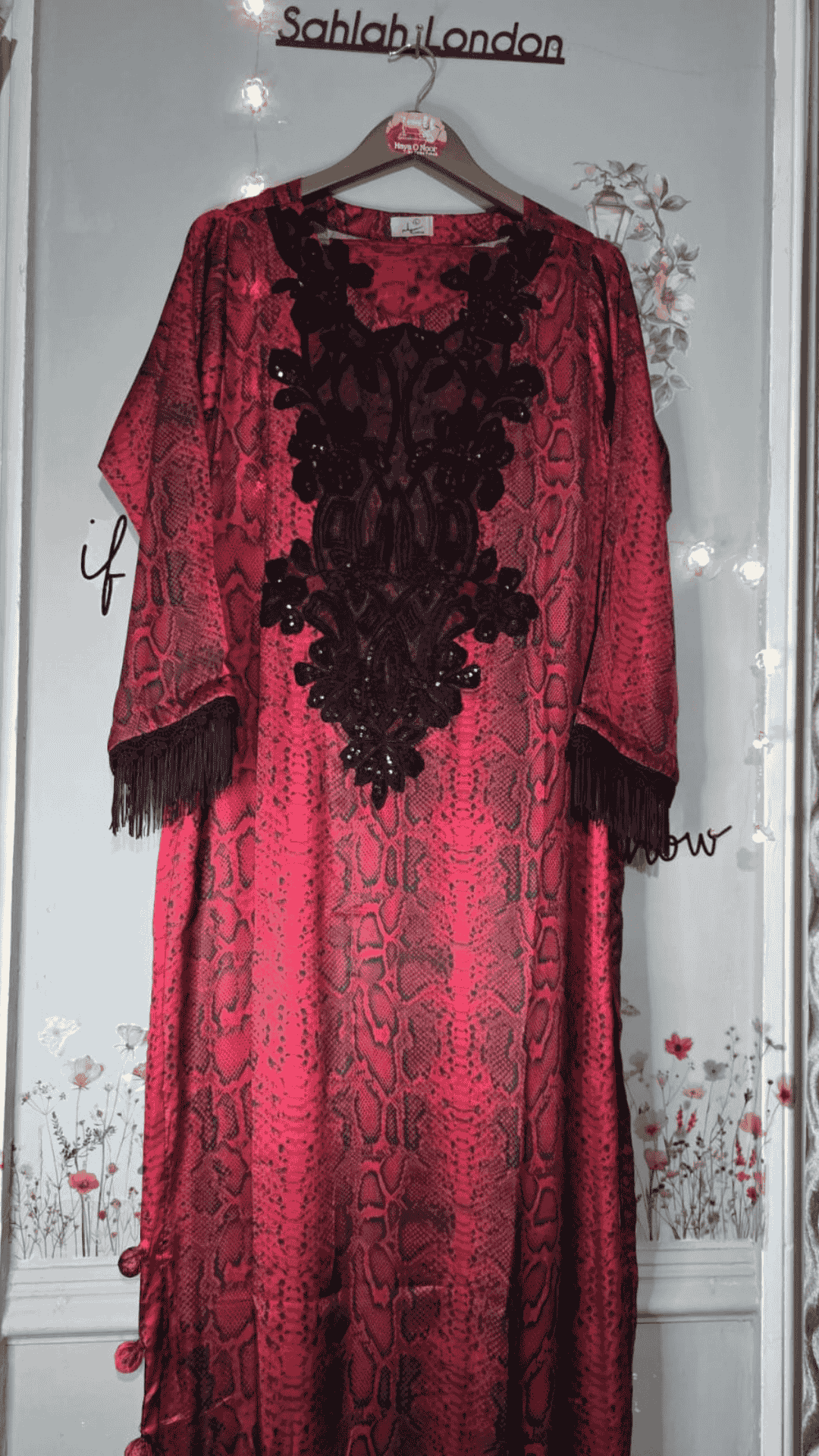 Royal Red Silk with Snake Print