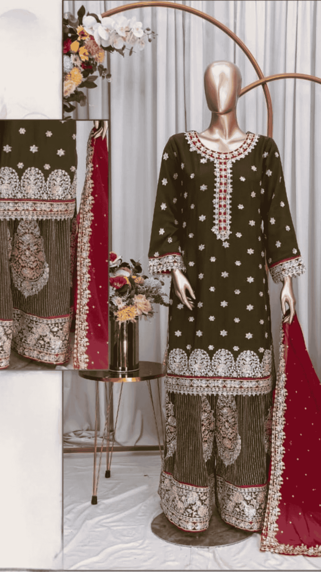 Elegant Floral Embroidered Garara